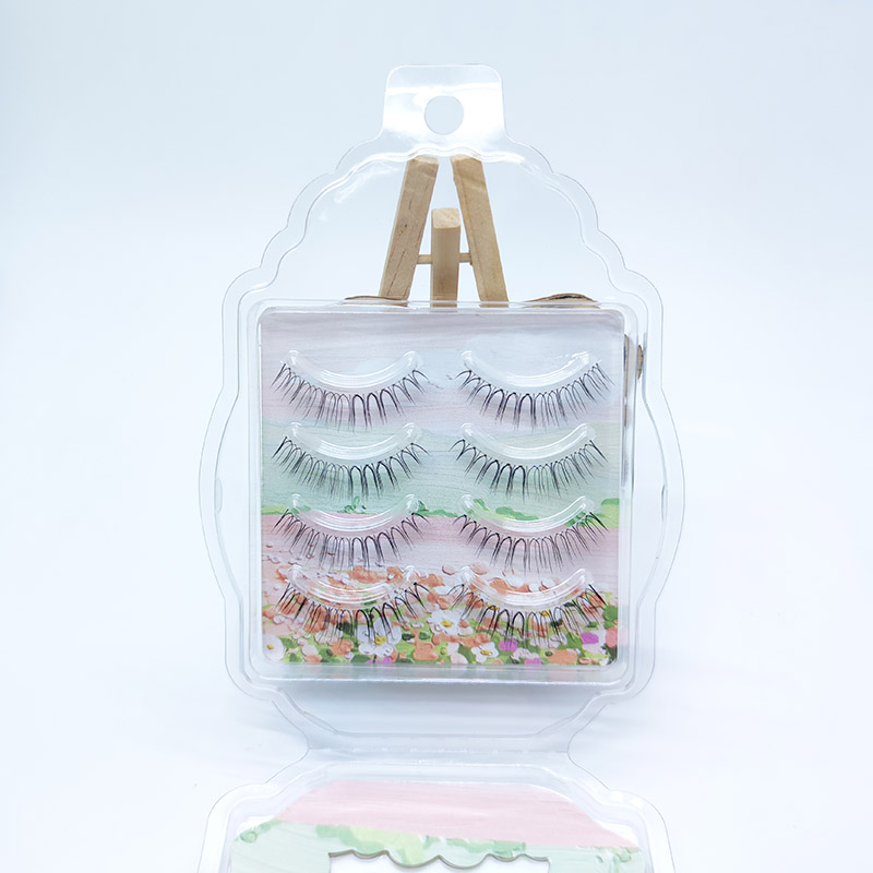 4 paria Natural Look tekoripset Strip Cross Clear Band 5-7mm Cross Eyelash JK1