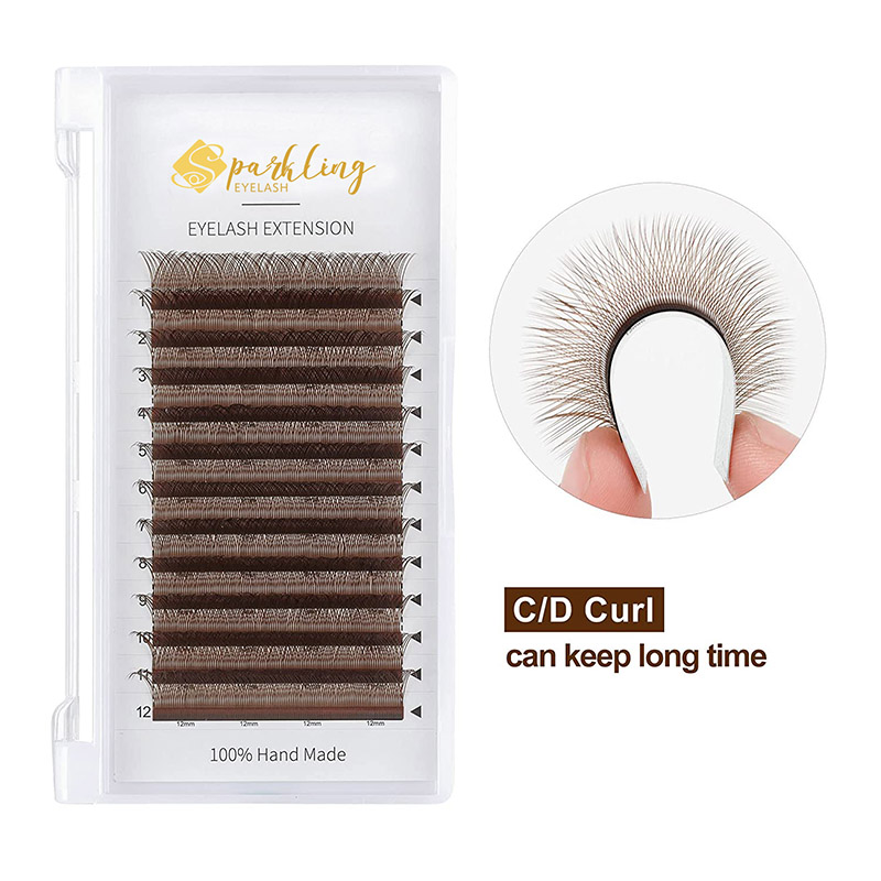 YY Eyelashes Extension Lashes Ruskea C Kihartaja 0,07mm 8-15mm Mixed Lash